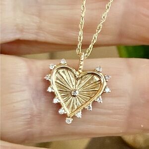 14 karat gold heart, charm necklace